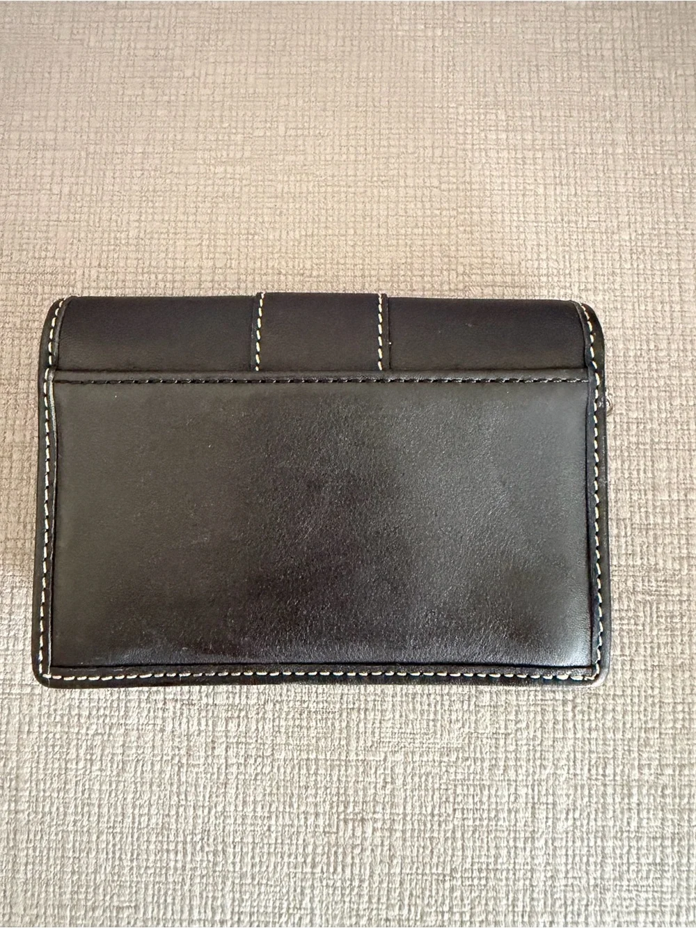 Coach Vintage Black Legacy Leather with White Contrast Stitching Wallet